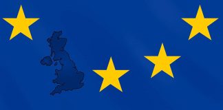 UK map on EU flag