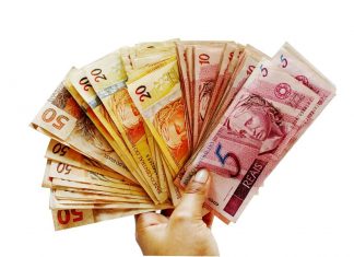 Notes Brazilian Real Notes in Hand
