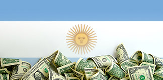Argentina flag with dollar bills