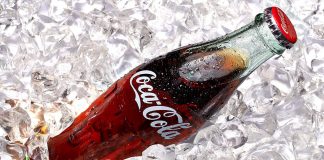 Coke bottle on ice