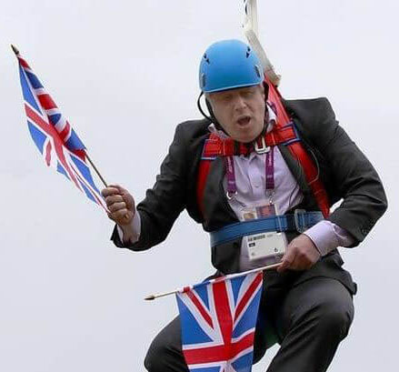 Boris Johnson stuck on zipwire