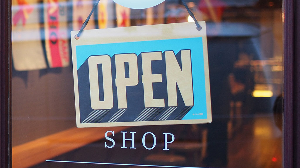 shop door, open sign