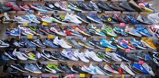Trainers, sneakers in shop