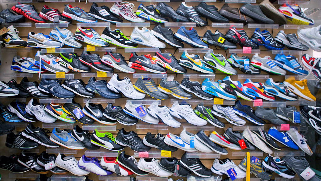 Trainers, sneakers in shop