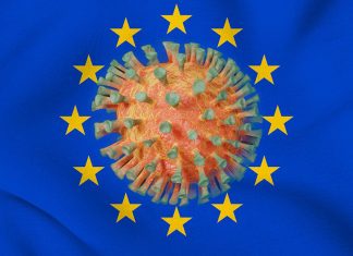EU flag coronavirus graphic