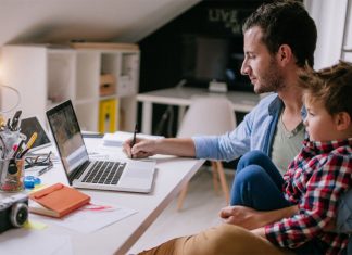 Dad working from home, flexible working