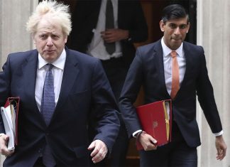 Boris Johnson and Rishi Sunak leaving Number 10