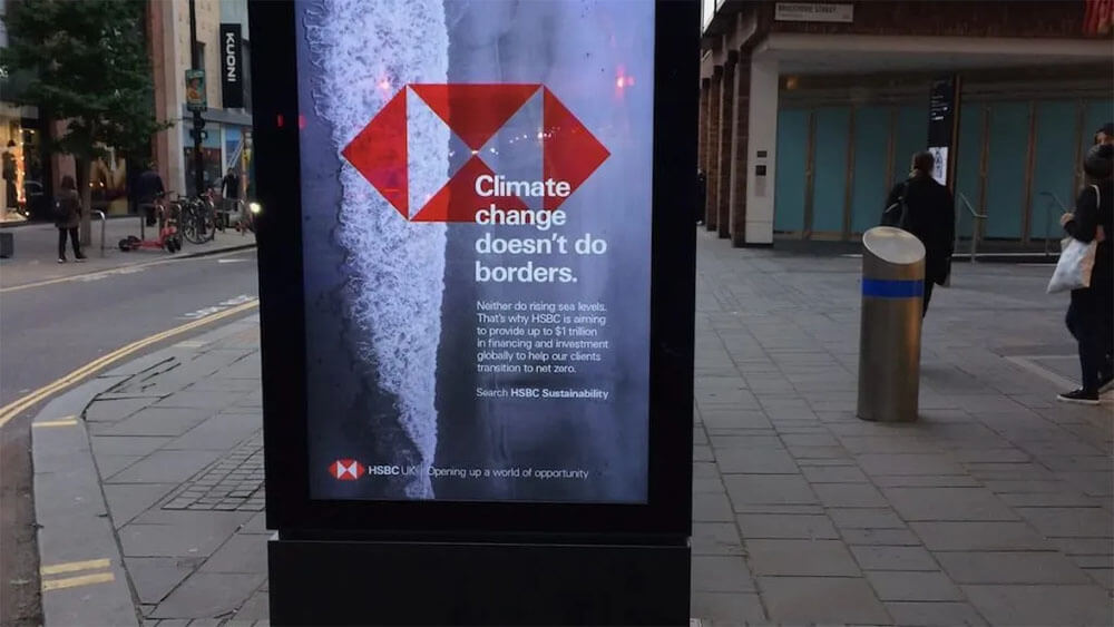 Greenwashing HSBC ad in Bristol