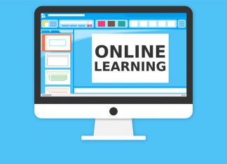 Online learning, e-learning, ed-tech illustration