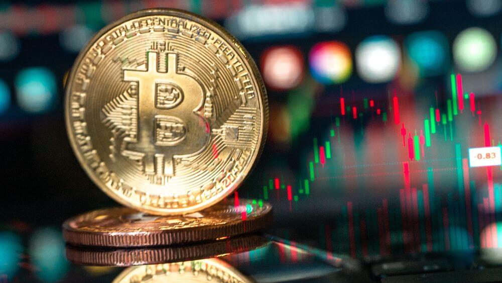 Bitcoin, graph, crypto investor illustration