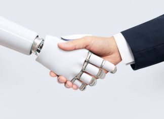 Businessman AI handshake