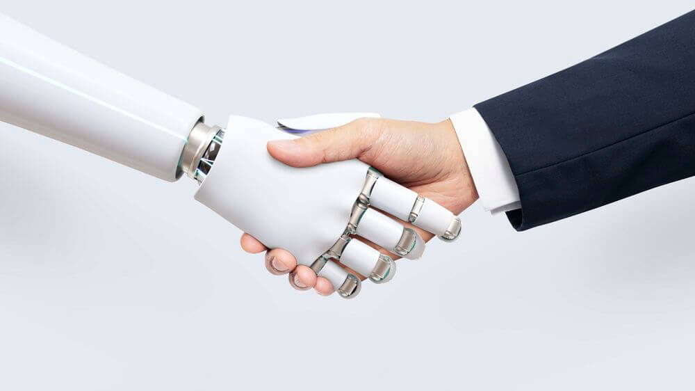 Businessman AI handshake