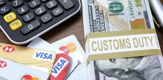 Customs duty, credit cards, cash
