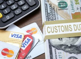 Customs duty, credit cards, cash