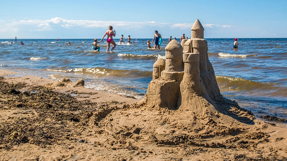 Beach, sandcastle, summer