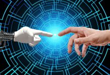 Hands, robot and human. Frontier AI Taskforce illustration